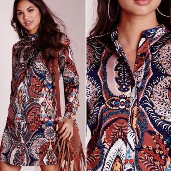 Missguided Dresses & Skirts - Missguided Floral Print Shirt Dress Size 12
